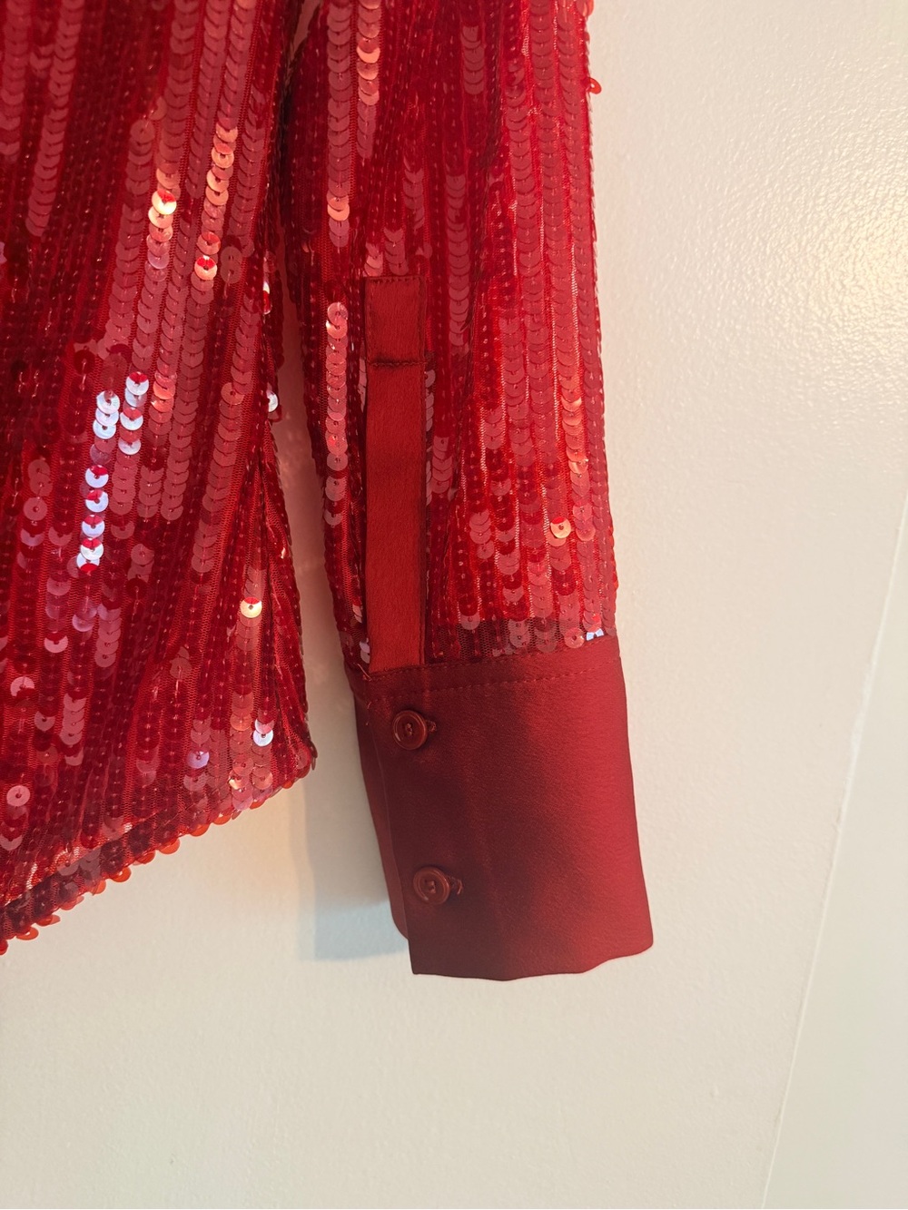 ZARA Red Sequin Button-Down Women's Top SIZE: XS - Picture 12 of 13